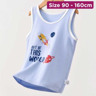 Boys Cotton Undershirt with Letter Rocket Design