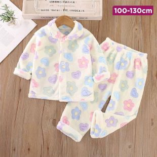 Sun Flower Design Flannel Pajama for Girls 