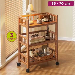 Multifunction Wooden Organizer with Wheels - 3 Layers