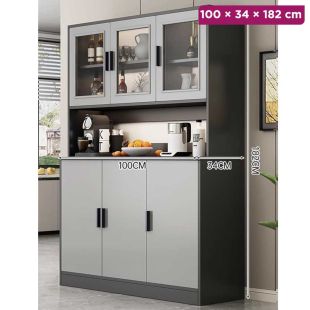 Multi Use Wooden Cabinet with Doors - 100 × 34 × 182 cm