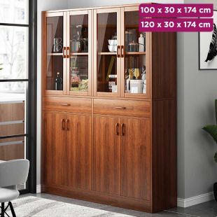 Multi Layer Wooden Cabinet with Doors and Drawers