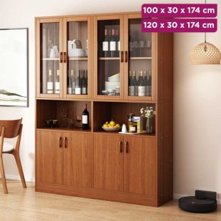 Multifunction Wooden Cabinet with Doors and Shelves