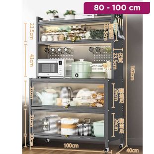 Multi Layer Metal Cabinet with Acrylic Doors and Wheels