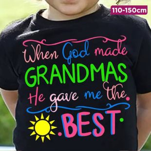 Girls Cotton T-Shirt with Best Grandmas Design