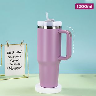 كوب ستانلس ستيل معزول مع غطاء وشفاطة - 1200مل