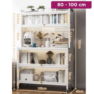 Multifunction Metal Cabinet with Acrylic Doors and Wheels