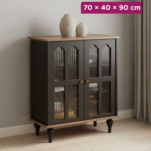 Retro Wooden Organizer with Double Doors - 70 × 40 × 90 cm