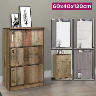 3-Door Wood Cabinet With Lock 60x40x120 cm