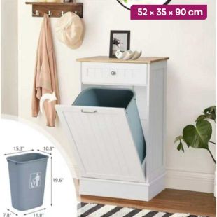 Plywood Cabinet with Drawer and Built In Trash Bin - 52 × 35 × 90 cm