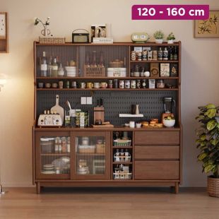 Multifunction Solid Hardwood Cabinet with Doors and Drawers