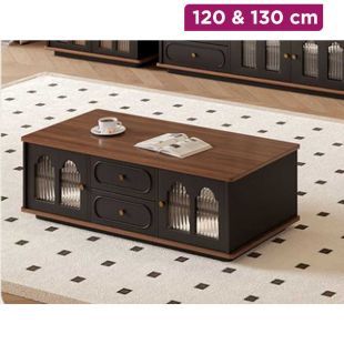 Multifunctional Particle Board Table with 4 Doors and 4 Drawers