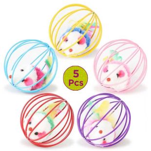 Sisal Mouse in Cage Hanging Toy For Cats