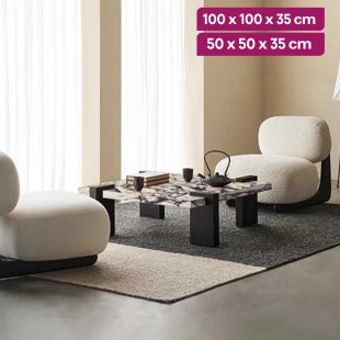 Marble Side Table with Solid Hardwood Base