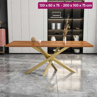 Solid Hardwood Table with Metal Base