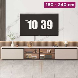 Luxury Particle Board TV Cabinet with 4 Drawers and Double Doors