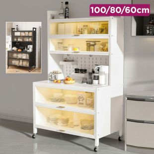 6-Tier Metal Cabinet with Doors and Wheels