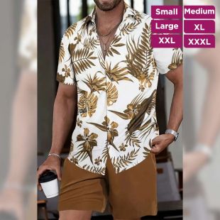 طقم صيفي كاجوال قميص وشورت للرجال