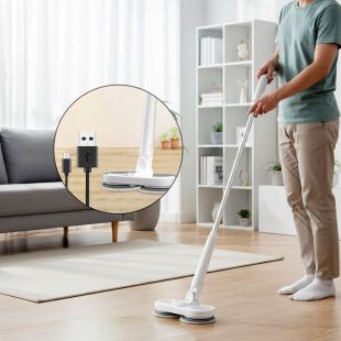 ممسحة كهربائية لاسلكية دوارة 360 درجة مزودة بمصباح LED أمامي