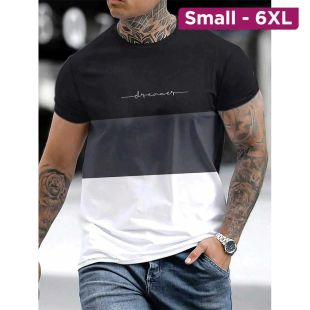 تيشيرت نصف كم فاخر بنقش ثلاثي الأبعاد للرجال