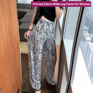Printed Zebra Wide Leg Pants for Women