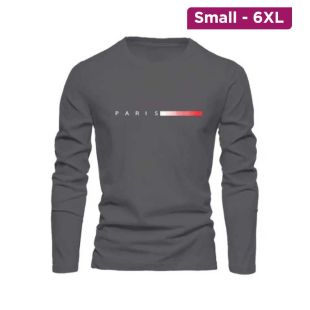 Minimalist Paris Print Long Sleeve T-Shirt For Men