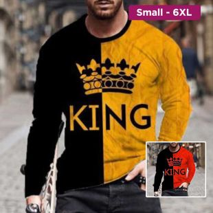 King Print Autumn Long Sleeve T-Shirt For Men