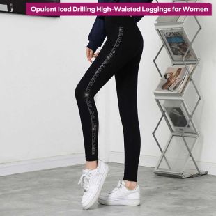 Opulent Iced Drilling High-Waisted Leggings for Women