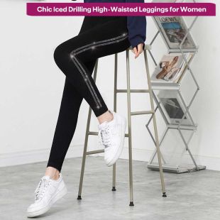 Chic Iced Drilling High-Waisted Leggings for Women