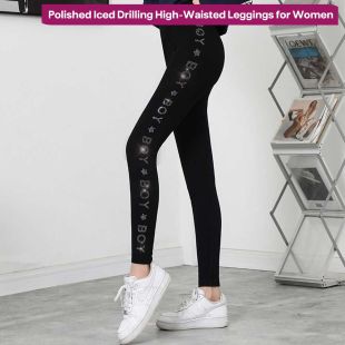 Polished Iced Drilling High-Waisted Leggings for Women