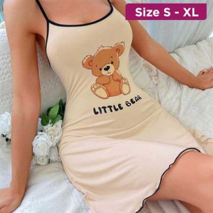 Home Dress with Bear Design for Women