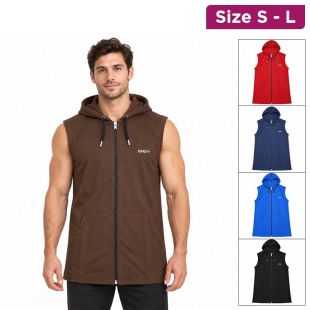 Men's Sleeveless Zip-Up Sports Hoodie