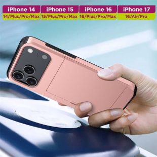 غطاء حماية بحافظة بطاقات منزلقة لهواتف آيفون