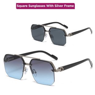 نظارات شمسية مربعة بإطار فضى