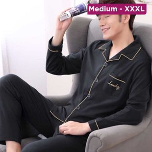 Men’s Cotton Pajama Set with Lucky Design