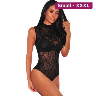 Elegant Lace See-Through Bodysuit for Women