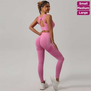 Women’s Knitted Yoga Outfit Sports Vest and High Waisted Leggings