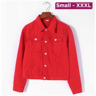 Solid Color Short Denim Jacket for Women
