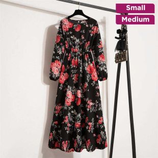 Extravagant Long Printed Chiffon Dress for Women
