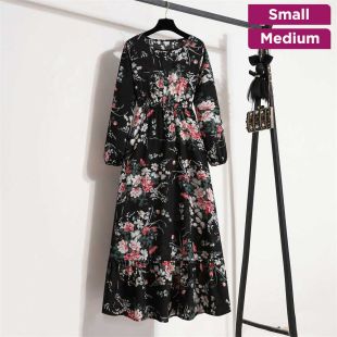 Polished Long Printed Chiffon Dress for Women