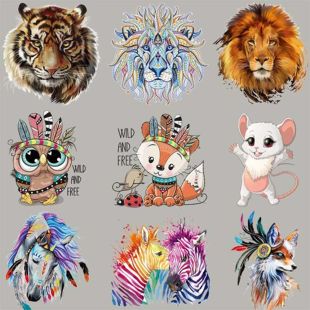 Large Animal Head Iron-On Transfers