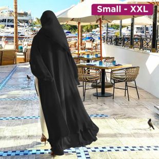 Chiffon Dress Cardigan with Headscarf Set for Women