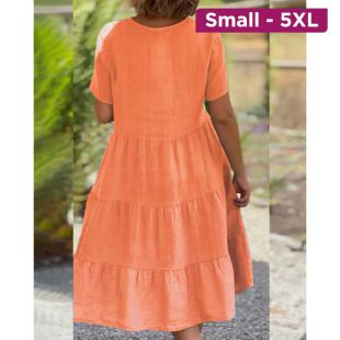 Wide Short Dress with V-Neck for Women