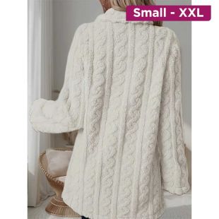 معطف فرو ناعم للنساء بتصميم مزدوج الأزرار وطول متوسط