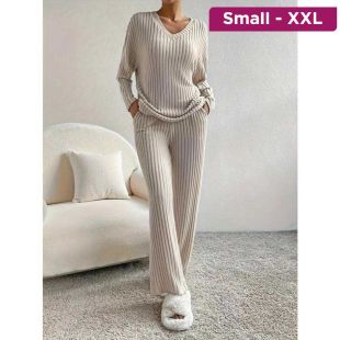 Loose V-Neck Casual Set for Women