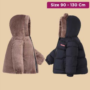 جاكيت شتوي مبطن بغطاء رأس للأطفال