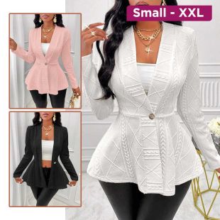 Plain Raised Pattern Long Sleeves Jacket For Women