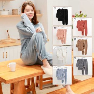 طقم بيجامة شتوى بأكمام طويلة وغطاء راس للسيدات