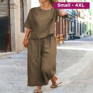 Elegant Commute Short-Sleeve Two-Piece Set for Women