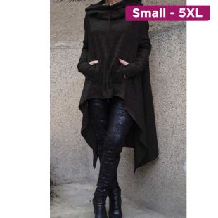 كارديجان سادة كاجوال بأكمام طويلة وغطاء للرأس للسيدات