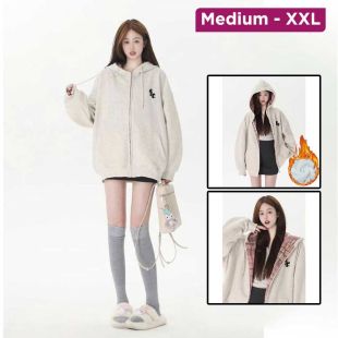 Plaid Lined Zipper Hoodie Women